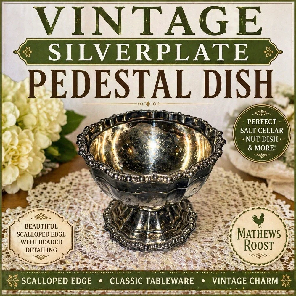 Vintage Silverplate Pedestal Salt Cellar Open Dish Scalloped Edge
